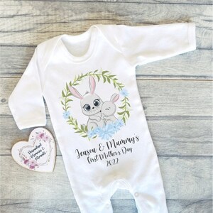 Personalisierte Babys erstes Ostern Outfit Kostüm: Kaninchen-Andenken Benutzerdefinierte Baby wachsen, Weste & Lätzchen