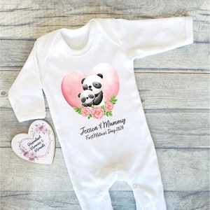 Personalisierte Babys erste Muttertag Outfit: Tiere 1st Andenken Custom Baby wachsen, Weste & Lätzchen