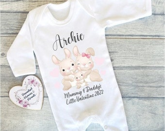 Personalised Baby's First Valentine's Day | Keepsake T-shirt Baby Grow Vest | Valentine's Baby Gift | Baby's 1st First Valentine's Day