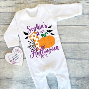 Personalised Baby&#39;s First Halloween Clothing | Keepsake T-shirt Baby Grow Vest | Halloween Gift | Halloween T-shirt | Baby&#39;s 1st Halloween