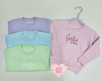 Personalised Name Cotton Jumper | Birthday Name Jumper | Personalised Gift | Girls Summer Winter Clothes | Colourful Cotton Sweatshirt