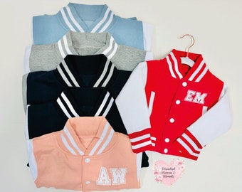 Personalisierte Varsity-Jacke für Kinder | Namensjacke Mantel | Jacke Geschenk | Initiale Namensjacke | Mantel im Collage-Baseball-Stil | Kleinkinder