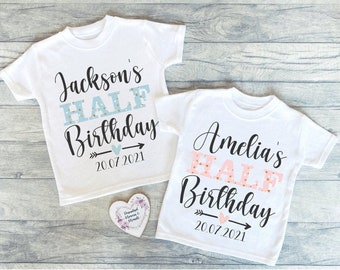 Personalised Half Birthday T-shirt | Half Birthday Keepsake T-shirt | Custom Personalized shirt | Babies Half Birthday | Baby 1/2 Birthday