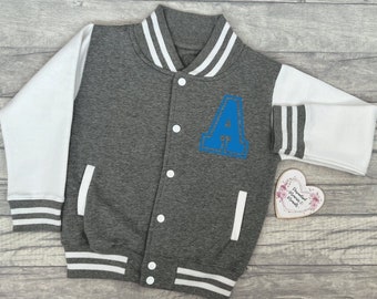 Veste Varsity personnalisée pour enfants | Nom Veste Manteau | Cadeau de veste | Veste de nom initial | Manteau de style baseball collage | Enfants en bas âge