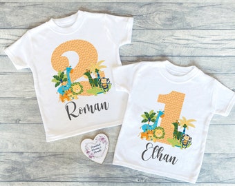 Personalised Jungle Birthday T-shirt | Custom Birthday Keepsake T-shirt | Personalized Birthday Gift | Customisable Safari Birthday Shirt