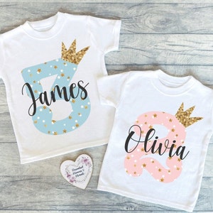 Personalised Crown Birthday T-shirts | Custom Birthday Keepsake T-shirt | Personalized Birthday Gift | Customisable Number Birthday Shirt