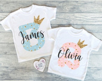 Personalised Crown Birthday T-shirts | Custom Birthday Keepsake T-shirt | Personalized Birthday Gift | Customisable Number Birthday Shirt