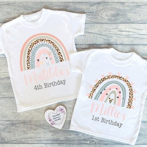 Personalised Rainbow Birthday T-shirt | Custom Birthday Keepsake T-shirt | Personalized Birthday Gift | Customisable Glitter Birthday Shirt