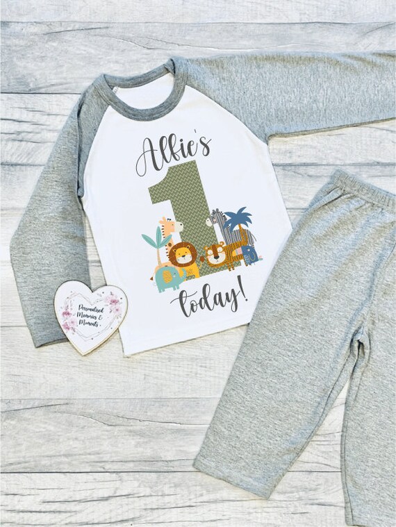 Personalised Jungle Themed Birthday Pyjamas Birthday Pj s 1st