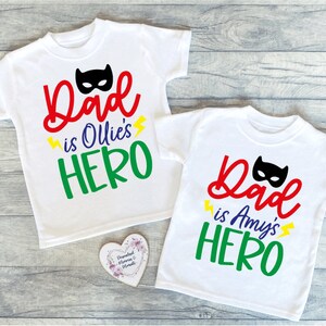 Personalised Father’s Day T-Shirt: Hero Daddy Design, Keepsake Child Toddler Kids Tee Gift
