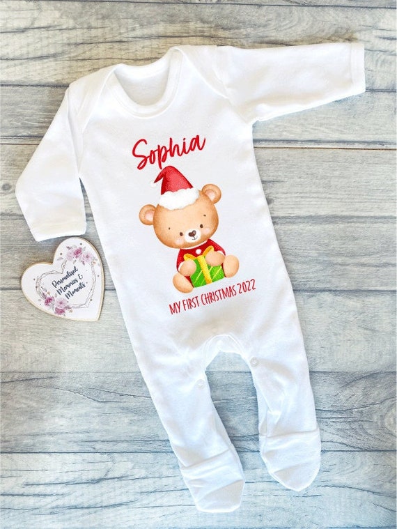 Personalised Baby's First Christmas Outfit: Teddy Bear Xmas