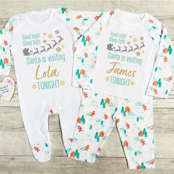 Personalised Matching Family Christmas Pyjamas Babygrow | Xmas PJ's | 1st First Christmas PJ's Romper| Christmas Pyjamas Mum Dad Siblings
