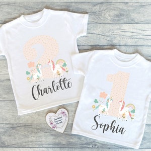 Personalised Unicorn Birthday T-shirt  | Custom Birthday Keepsake T-shirt | Personalized Birthday Gift | Customisable Glitter Birthday Shirt
