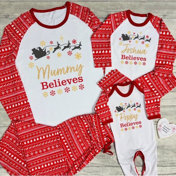 Personalised Matching Family Christmas Pyjamas Babygrow | Xmas PJ's | 1st First Christmas PJ's Romper| Christmas Pyjamas Mum Dad Siblings