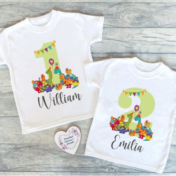 T-shirt d'anniversaire personnalisé dinosaure | T-shirt souvenir d'anniversaire personnalisé | Cadeau d'anniversaire personnalisé | Chemise anniversaire personnalisable