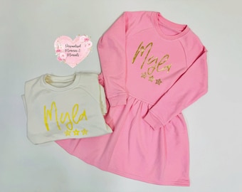 Personalisierte Name Pullover Kleid: Winter Sommer Kleidung, Baumwolle Geburtstag Sweatshirt Geschenk