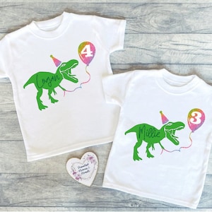 Personalised Dinosaur Birthday T-shirts | Custom Birthday Keepsake T-shirt | Personalized Birthday Gift | Customisable Dino Birthday Shirt