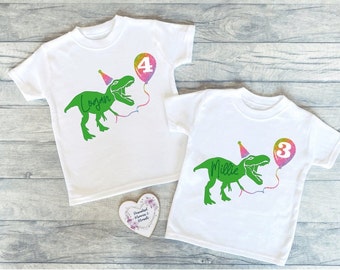 Personalised Dinosaur Birthday T-shirts | Custom Birthday Keepsake T-shirt | Personalized Birthday Gift | Customisable Dino Birthday Shirt