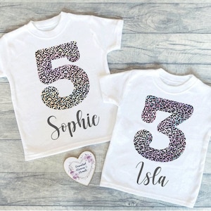 Personalised Leopard Print Birthday T-shirts | Custom Birthday Keepsake T-shirt | Personalized Birthday Gift | Customisable Birthday Shirt