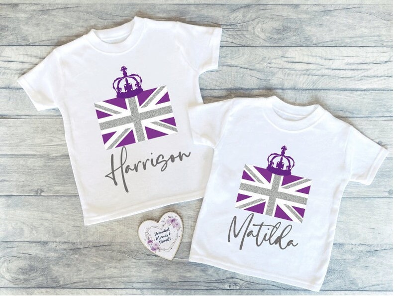 Personalised Queens Platinum Jubilee T Shirt | Keepsake T-shirt  | Celebration Tee | Jubilee Matching Top | Sibling Baby Sis Bro Keepsake 