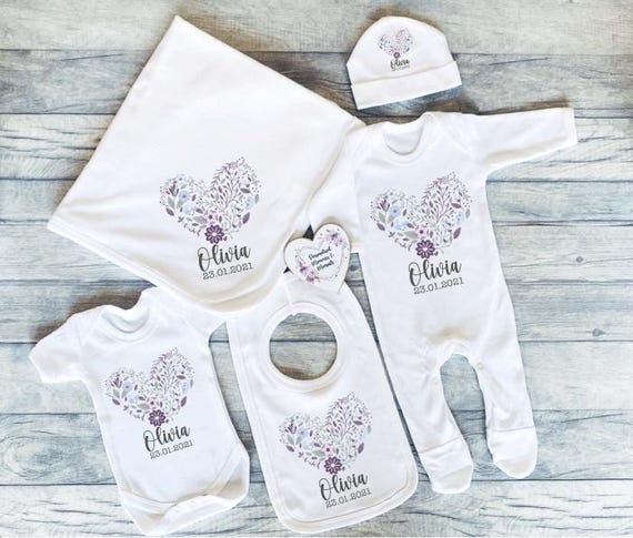 Newborn Baby Personalised Clothing Baby Gift Personalised Baby Grow Vest New Baby Newborn Keepsake Personalised Bib Hat Blanket Etsy Canada
