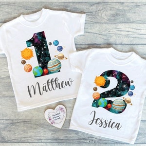 Personalised Space Birthday T-shirt | Custom Birthday Keepsake T-shirt | Personalized Birthday Gift | Customisable Birthday Shirt | Solar