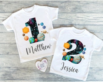 Personalised Space Birthday T-shirt | Custom Birthday Keepsake T-shirt | Personalized Birthday Gift | Customisable Birthday Shirt | Solar