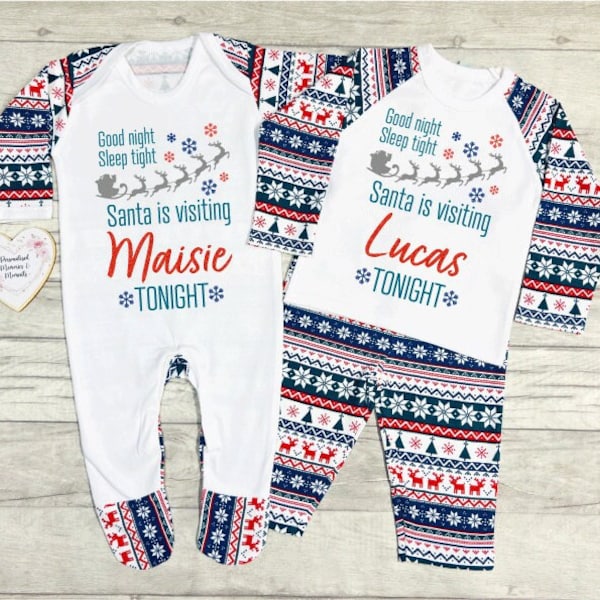 Personalised Matching Family Christmas Pyjamas Babygrow | Xmas PJ's | 1st First Christmas PJ's Romper| Christmas Pyjamas Mum Dad Siblings