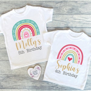 Personalised Rainbow Birthday T-shirt | Custom Birthday Keepsake T-shirt | Personalized Birthday Gift | Customisable Glitter Birthday Shirt
