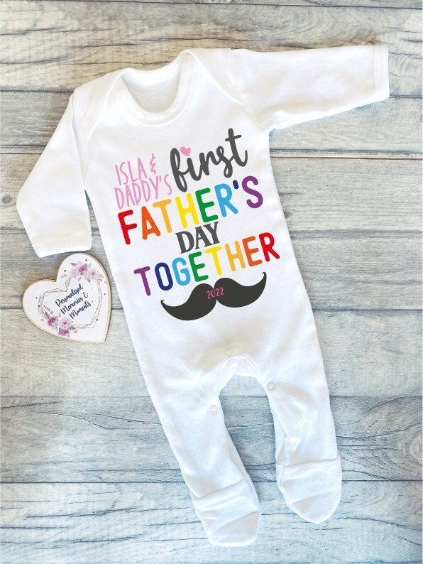 Personalised Baby's First Father’s Day Outfit: Daddy 1st Keepsake Custom Baby Grow, Vest & Bib