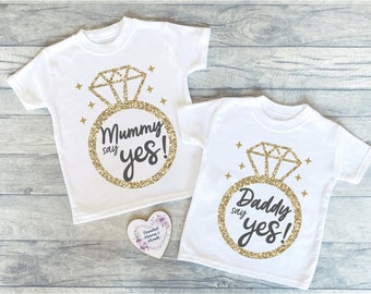 Daddy Mummy Said/Say Yes Engagement T-shirt | Engagement Keepsake | Proposal Baby Childrens Tee | Engagement Top | Daddy Mummy Said Yes