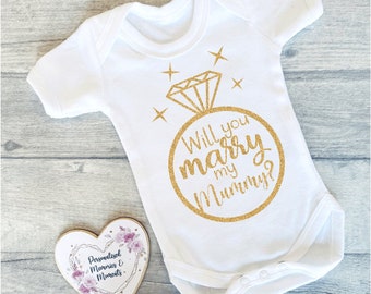 Will You Marry My Mummy Baby Vest Baby Grow | Engagement Keepsake | Engagement New Baby | Engagement Vest | Marry My Daddy | Engagement