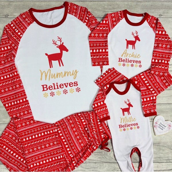 Personalised Matching  Family Christmas Pyjamas Babygrow | Xmas PJ's | 1st First Christmas PJ's Romper| Christmas Pyjamas Mum Dad Siblings