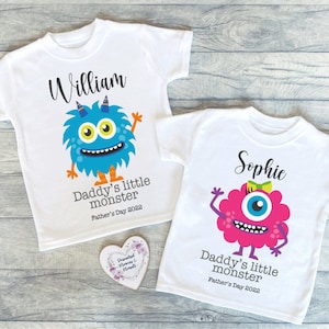 Personalised Father’s Day T-Shirt: Daddy&#39;s Little Monster, Keepsake Child Toddler Kids Tee Gift