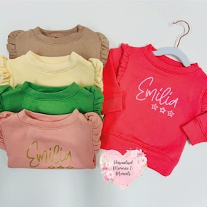 Maglione in cotone personalizzato con nome: regalo di compleanno, abbigliamento invernale per bambine, felpa per bambini piccoli