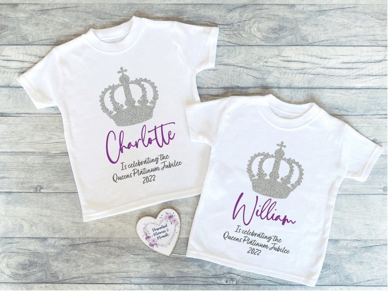 Personalised Queens Platinum Jubilee T Shirt | Keepsake T-shirt  | Celebration Tee | Jubilee Matching Top | Sibling Baby Sis Bro Keepsake 