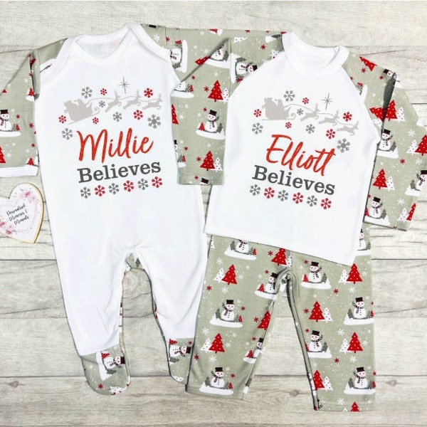 Personalised Matching Family Christmas Pyjamas Babygrow | Xmas PJ's | 1st First Christmas PJ's Romper| Christmas Pyjamas Mum Dad Siblings