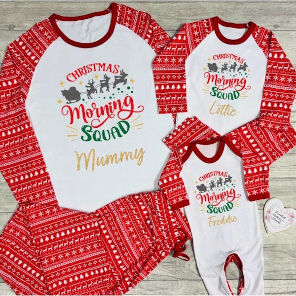 Personalised Matching Family Christmas Pyjamas Babygrow | Xmas PJ's | 1st First Christmas PJ's Romper| Christmas Pyjamas Mum Dad Siblings