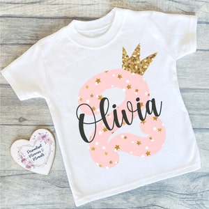 Personalised Custom Number Crown Printed Birthday T-shirt. Any Age with multiple design and colour options