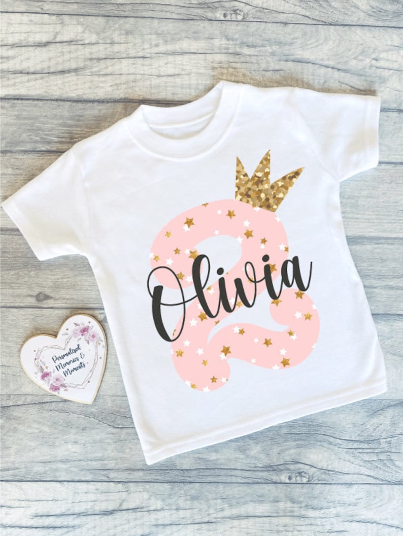 Personalised Custom Number Crown Printed Birthday T-shirt. Any Age with multiple design and colour options