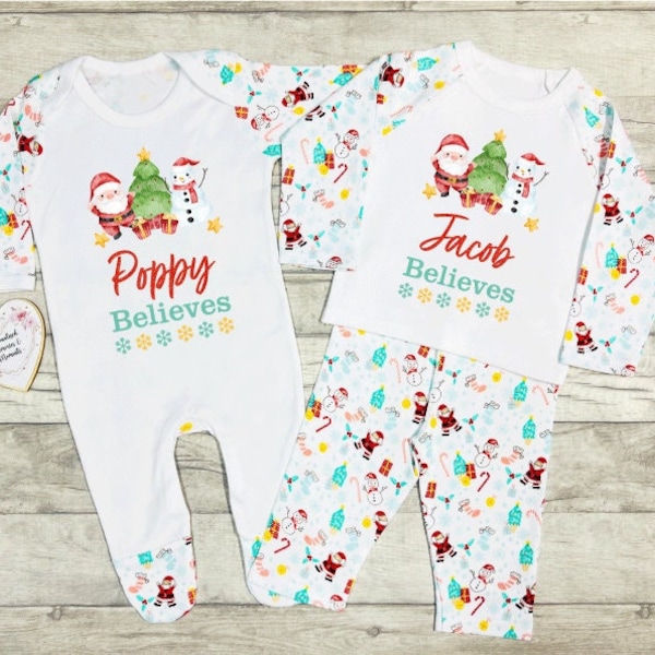 Personalised Matching Family Christmas Pyjamas Babygrow | Xmas PJ's | 1st First Christmas PJ's Romper| Christmas Pyjamas Mum Dad Siblings