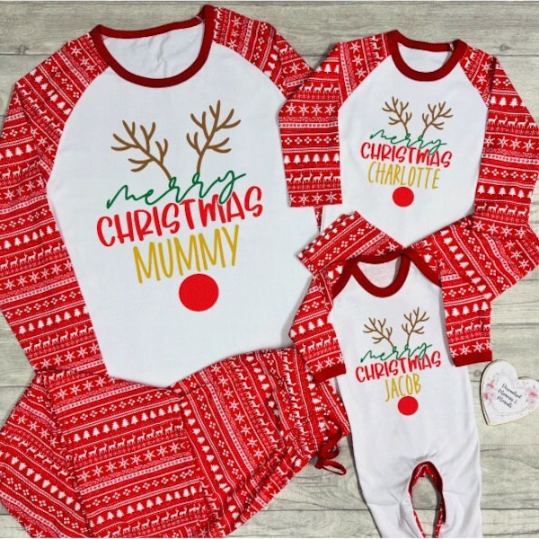 Personalised Family Matching Christmas Pyjamas Babygrow | Xmas PJ's | 1st First Christmas PJ's Romper| Christmas Pyjamas Mum Dad Siblings