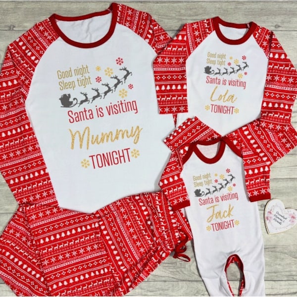 Personalised Family Matching Christmas Pyjamas Babygrow | Xmas PJ's | 1st First Christmas PJ's Romper| Christmas Pyjamas Mum Dad Siblings