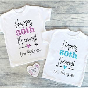 Personalisiertes alles Gute zum Geburtstag Mama Papa T-Shirt | Familien-Geburtstags-Top | Personalisiertes Geburtstags-T-Shirt | Familienmitglieder Geburtstagsgeschenk