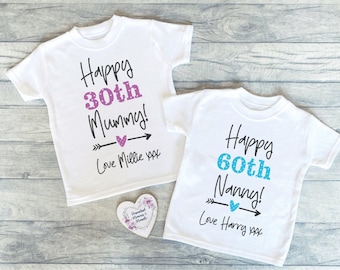 Personalised Happy Birthday Mummy Daddy T-shirt | Family Birthday Top | Custom Personalized Birthday T-shirt | Family Members Birthday Gift