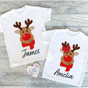Personalisierte Kinder Weihnachten T-Shirt | Custom Xmas Top | Personalisierte Kinder Baby Weihnachten T-Shirt | Passende Weihnachten Pullover Sweatshirt Hoody