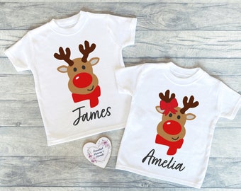 Personalised Childrens Christmas T-Shirt | Custom Xmas Top| Personalised Kids Baby Christmas Tee |Matching Christmas Jumper Sweatshirt Hoody