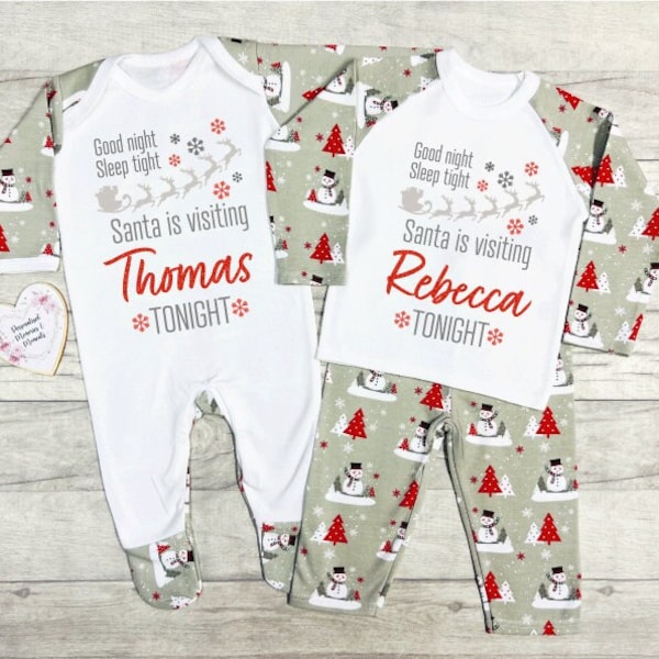 Personalised Family Matching Christmas Pyjamas Babygrow | Xmas PJ's | 1st First Christmas PJ's Romper| Christmas Pyjamas Mum Dad Siblings