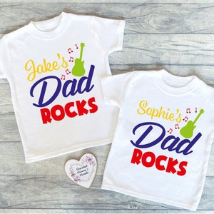 Personalised Father’s Day T-Shirt: Dad Rocks, Keepsake Child Toddler Kids Tee Gift
