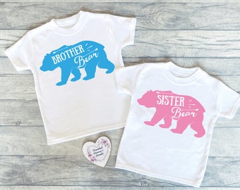 Brother and Sister Bear T-shirt | Keepsake T-shirts | Brother Bear T-shirt | Sister Bear T-shirt | Sibling Dinosaur T-shirts | Matching Tees